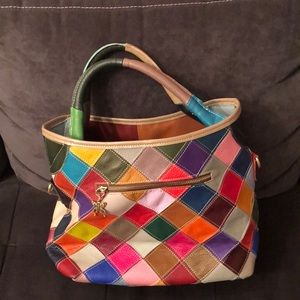 Rainbow Patchwork Leather Bag